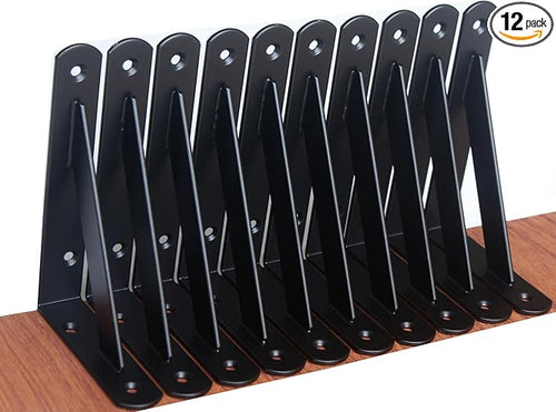 12 Pack L6 x H 4" Black Heavy Duty Shelf Brackets by MHMYDZ