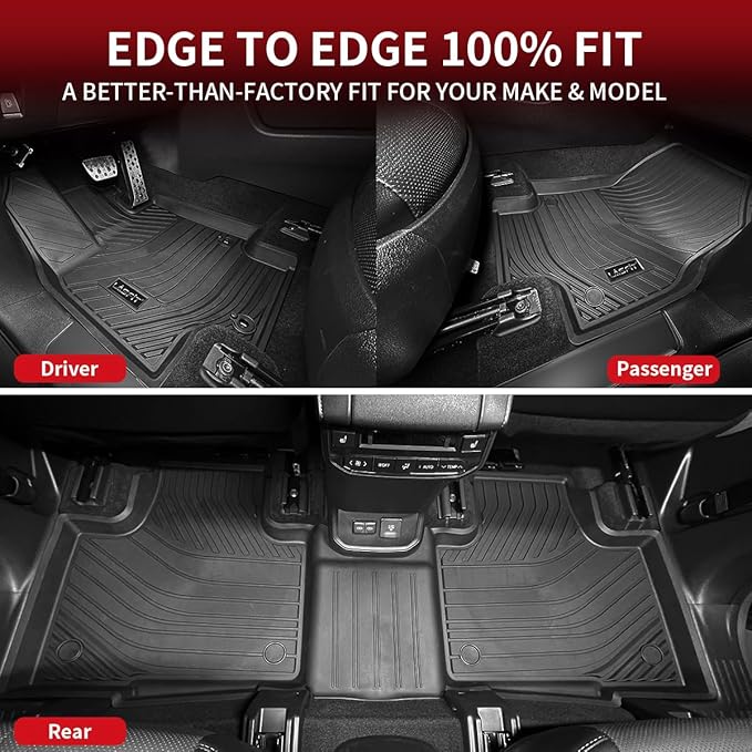 LASFIT Floor Mats for Toyota Highlander 2020-2025 8-seat All Weather TPE Custom - Image 8
