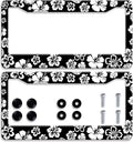 【2Pcs】 White Hibiscus Hawaii License Plate Frames Round Hole Personalise by Omw2fyb