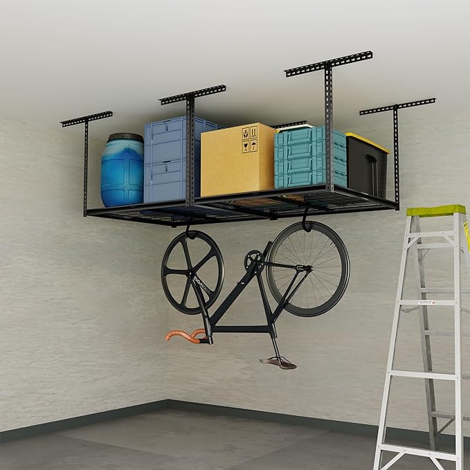 The Atlas 4 x 8 ft Adjustable Height Overhead Garage Storage Rack 900 lbs Heavy - Image 3