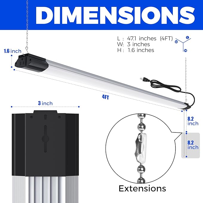 Barrina BS84 LED Shop Light for Garage, 6500K Linkable Light Fixture for - Image 7