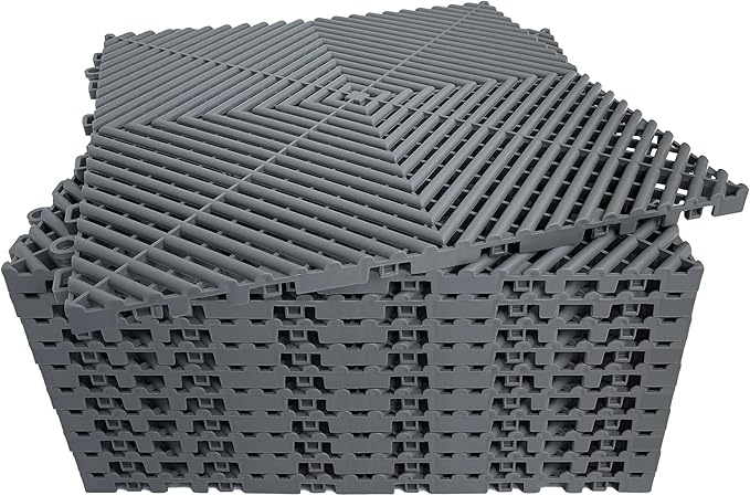 12 Pack 16"x16" Interlocking Garage Floor Tiles by HTWELL