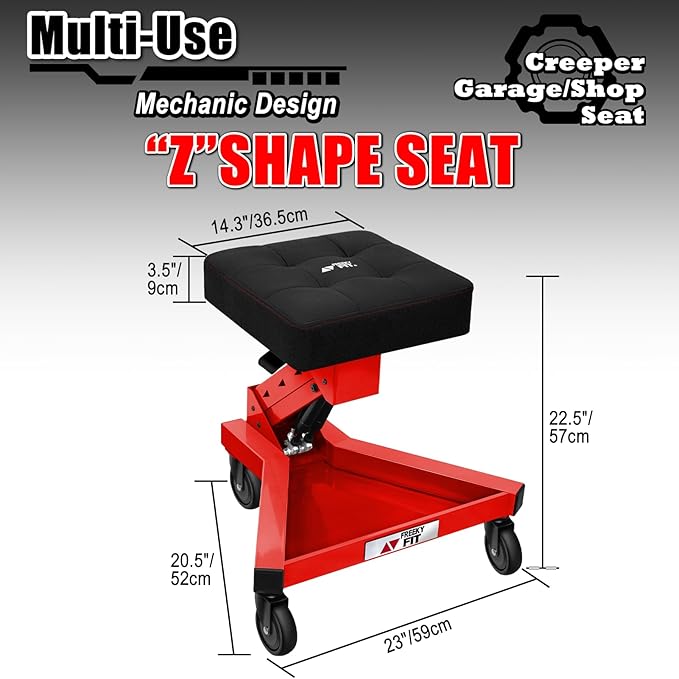 Mechanic Stool with Wheels, Hydraulic Adjustable Shop Stool on Wheels, Garage - Image 6