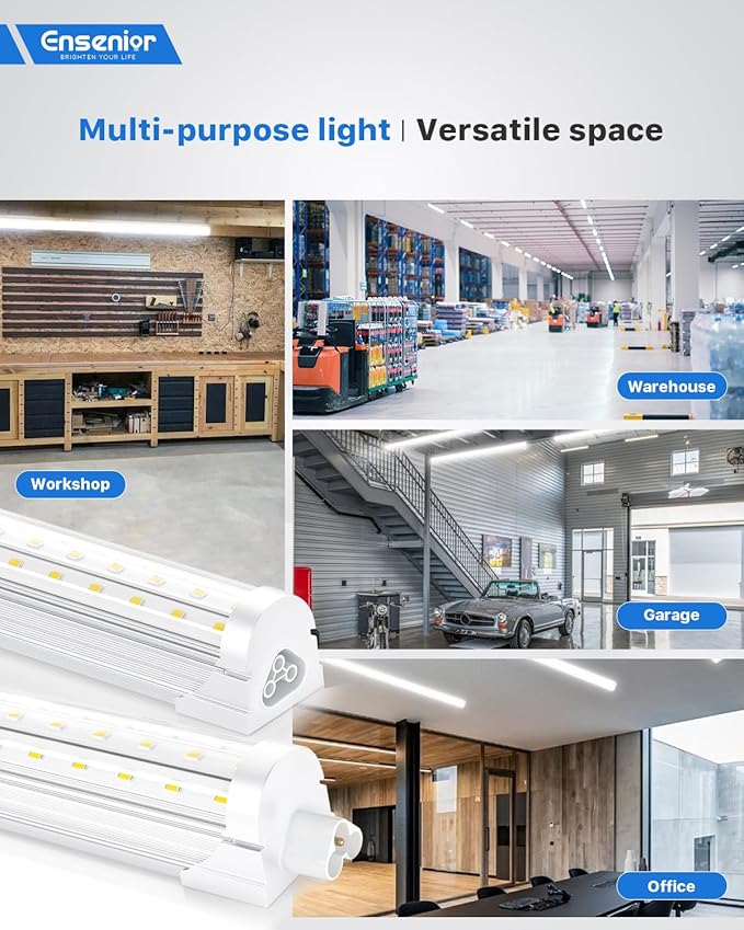 Ensenior 6 Pack 8 FT Led Shop Lights, 6000K Clear White, 10000LM Super Bright - Image 6