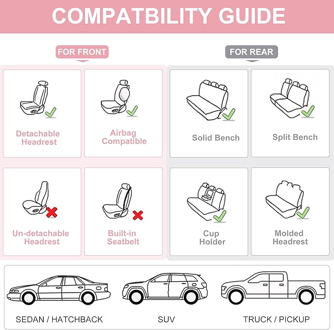 Car Seat Covers Full Set, Front and Rear Seat Covers - Image 5