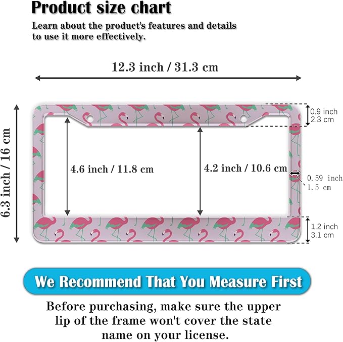 License Plate Frames for Girl Pink License Plate Cover for Women Pink Flamingo - Image 2