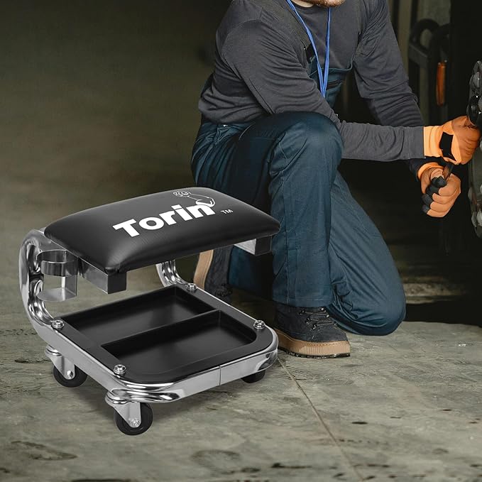 Torin AR7451B Heavy Duty Rolling Creeper Garage/Shop Seat: Padded Mechanic Stool - Image 7