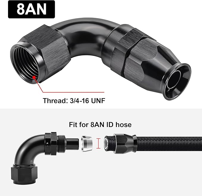 EVIL ENERGY 8AN 90 Degree PTFE One Piece Full Flow End Hose Fitting Aluminum - Image 4