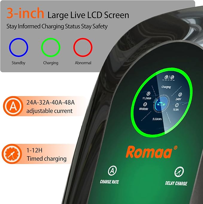 Level 2 EV Charger 48 Amp, J1772 Charger, Hardwired Electric Car Charger - Image 3