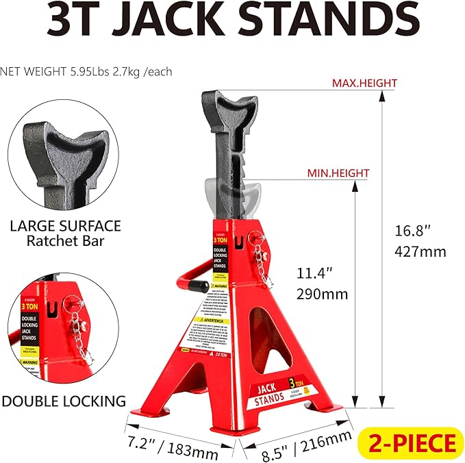 4 Piece Car Truck Floor Jack Service, Hydraulic Trolley Floor Jack & Jack - Image 3