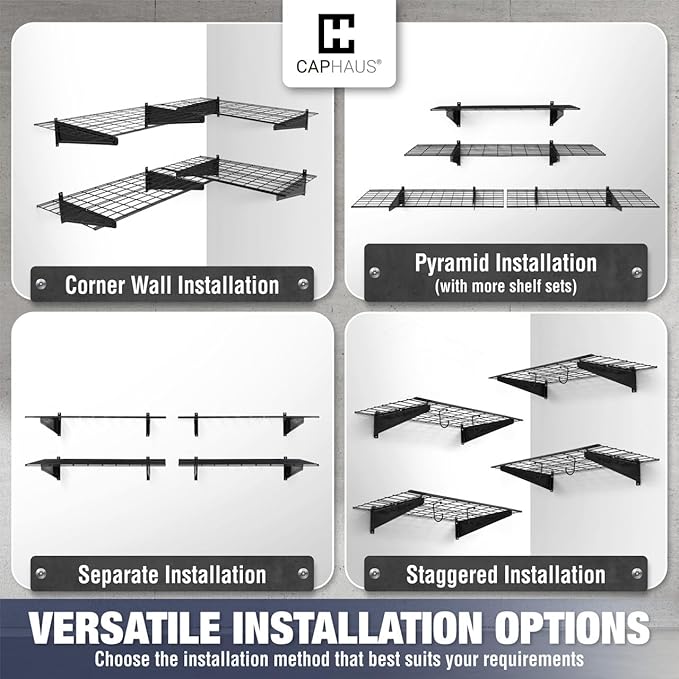 CAPHAUS 2-Pack Garage Shelving Wall Mounted 36x18 Inch, Heavy Duty Metal Wall - Image 7