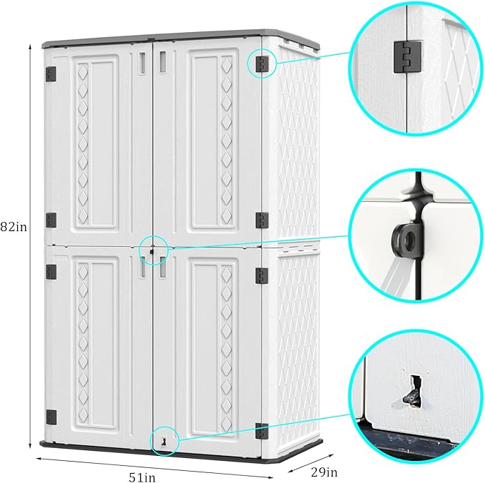 HOMSPARK Storage Shed Weather Resistance, Outdoor Storage Cabinet - Image 7