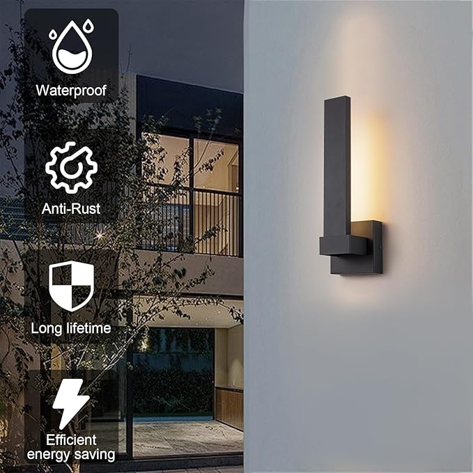 Modern Outdoor Wall Lights 15.5" LED Exterior Lighting Fixtures Patio Wall - Image 3