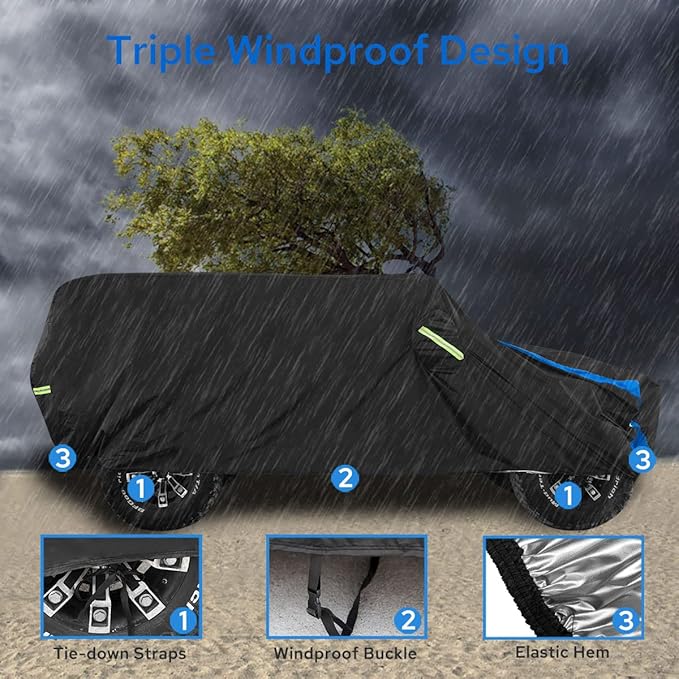 Avecrew for Jeep Wrangler Cover Waterproof 2 Door, All Weather for Jeep Rain - Image 3