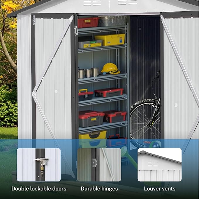 10 x 12 FT Outdoor Storage Metal Shed, Garden Bike Shed - Image 5