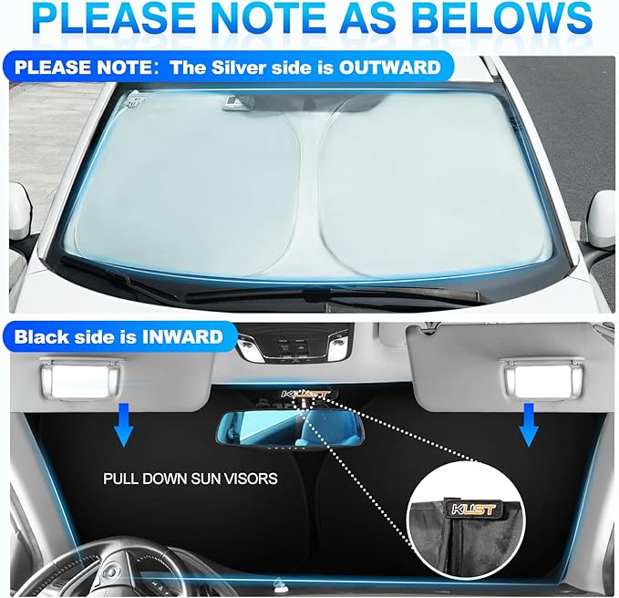 KUST Windshield Sun Shade for Lexus ES 2019-2024 2025 ES250 ES300h ES350 - Image 3