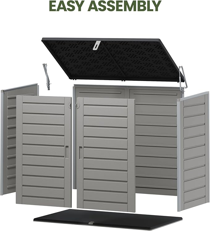 Outdoor Trash Can Storage Shed 4.6 x 4.1 FT, 304 Gallon Resin Shed - Image 6