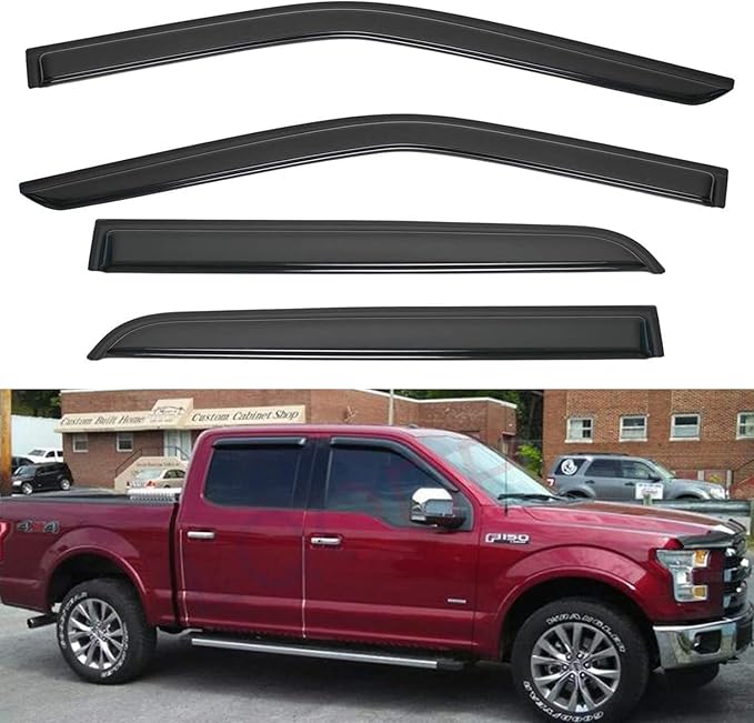 4pcs Front+Rear Smoke Tint Sun/Rain Guard Outside Mount Tape-On Vent Window by LQQDP