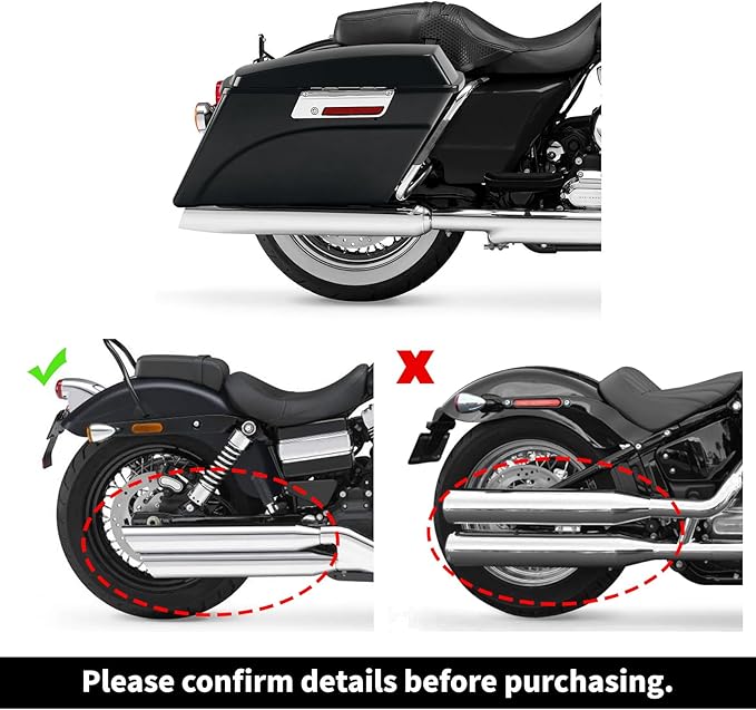 XFMT Motorcycle Saddlebags Vivid Black Hard Saddle Bags Trunk W/Black Latches - Image 7