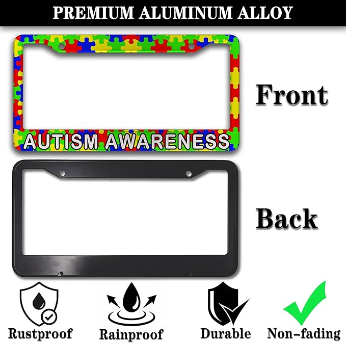 Custom License Plate Frame Multicolor License Plate Frames Autism Awareness - Image 3