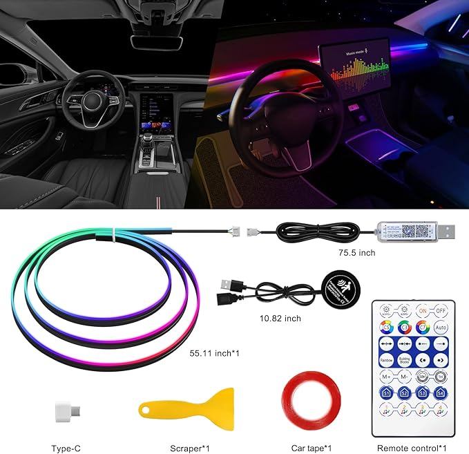 Dream+Color Acrylic Interior Car LED Strip Light - Image 3