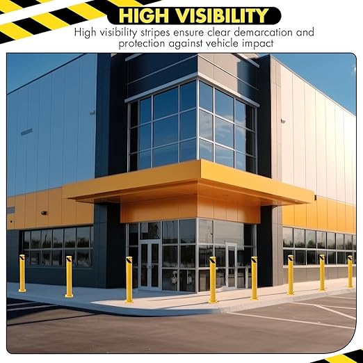 4 Pack Safety Bollard Post, 42 Inch Height 4.5 Inch Diameter Yellow Pipe Safety - Image 5