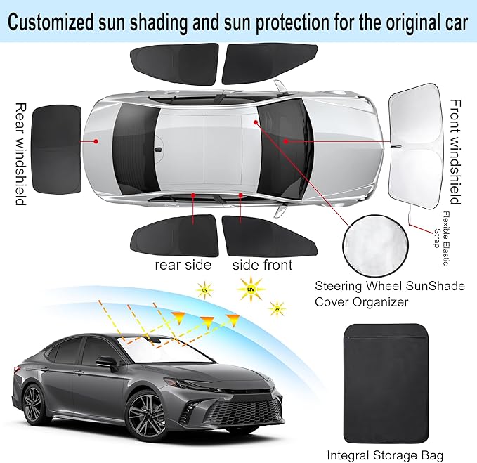 TINGLU Window Shades for Toyota Camry 2025 Accessories Full Windows Rear - Image 3
