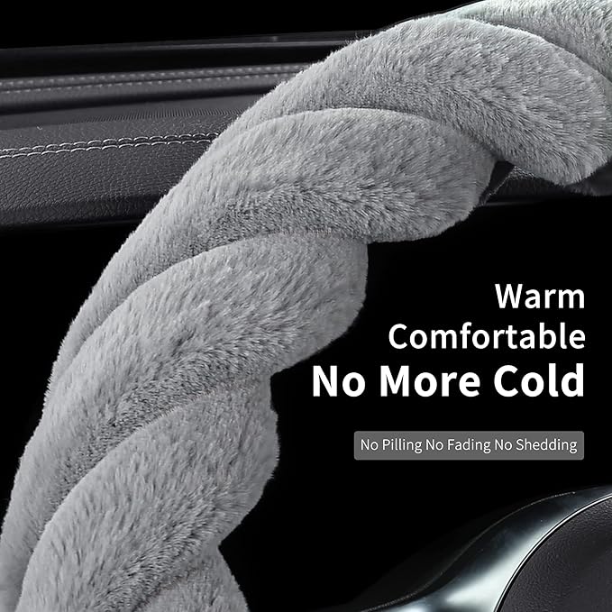 Luxury Fluffy Winter Car Steering Wheel Cover - Image 4
