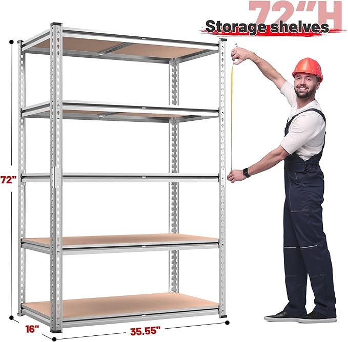 REIBII 2020LBS Garage Shelving Heavy Duty Metal Shelving 5 Tier Storage Shelves - Image 3