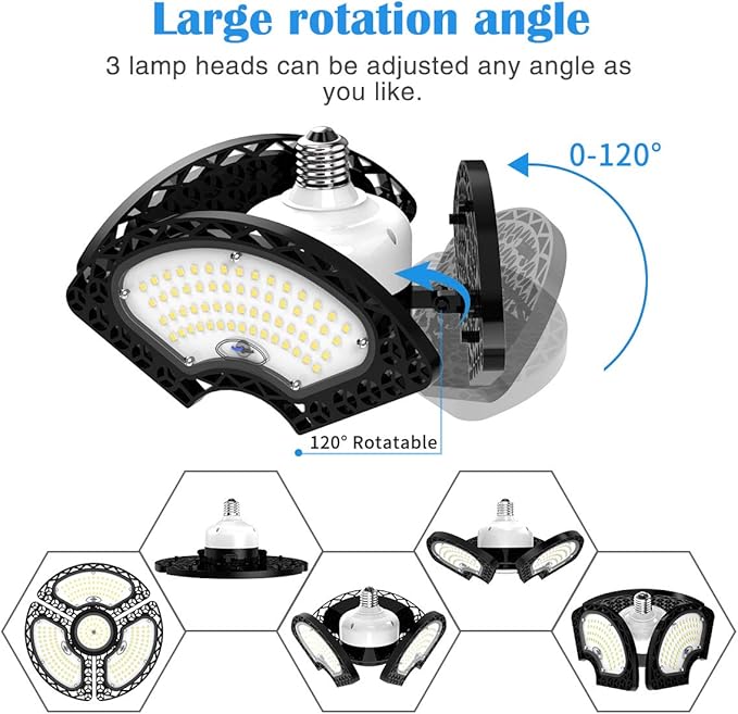 LED Garage Light 120W Deformable LED Ceiling Lights 18000 Lumens Led Shop Lights - Image 2