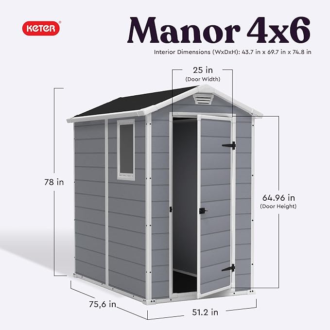 Keter Manor 4x6 Resin Outdoor Storage Shed Kit-Perfect to Store Patio Furniture - Image 2
