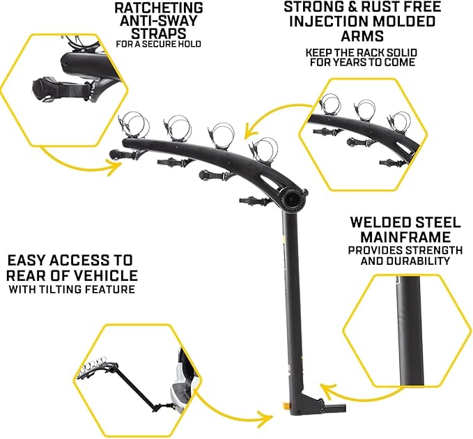 Saris Bones 4-Bike Hitch Rack Bicycle Carrier, - Image 5