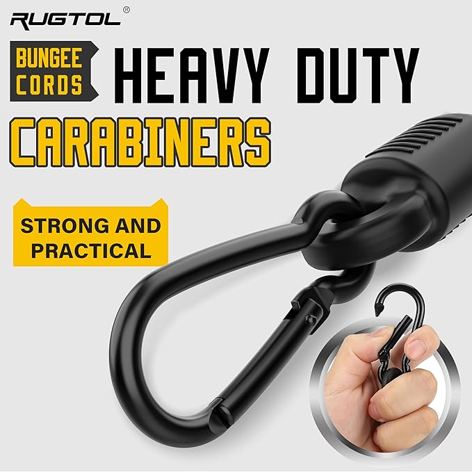 Adjustable Bungee Cords with Hooks, 6 Pack Heavy Duty Outdoor Carabiner Bungee - Image 4