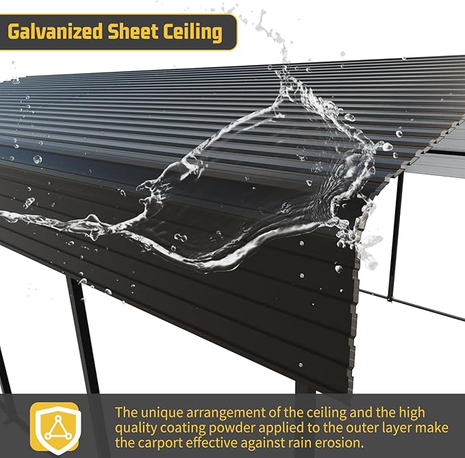 Metal Carport 10 * 15 FT with Enhanced Base Heavy Duty Garage with Galvanized - Image 3