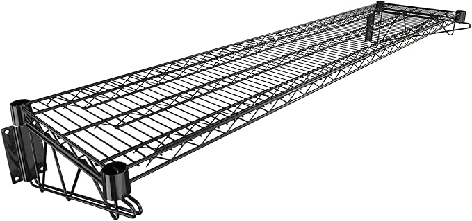 14" x 60" Black Epoxy Wire Wall Mount Shelf by Krollen+Industrial