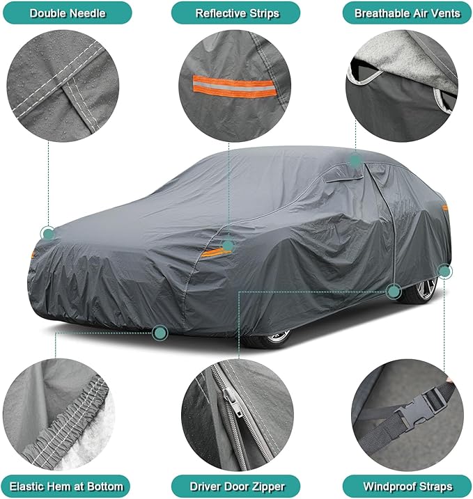 Premium Car Cover Custom Fit Dodge Challenger Hellcat, 16 Layers Heavy Duty Car - Image 3