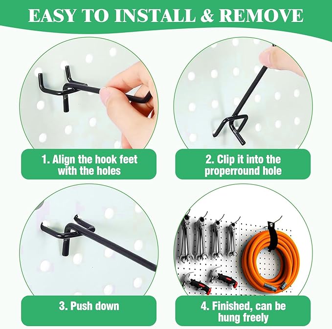 50Pcs 4"/10CM Pegboard Hooks Assortment Set, Metal Peg Board Hooks - Image 6