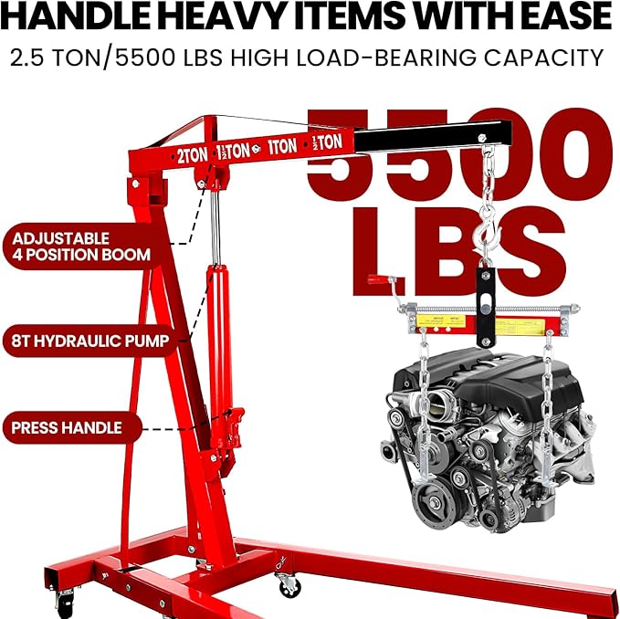 5500 Lbs Folding Engine Hoist, 2.5 Ton Engine Crane - Image 3
