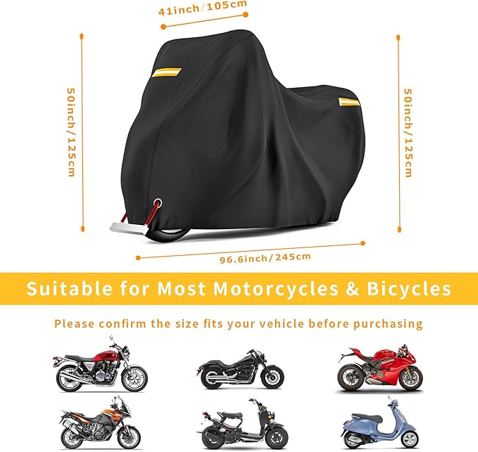 210D Motorcycle Cover All Season Waterproof Breathable Sun Outdoor Protection - Image 5