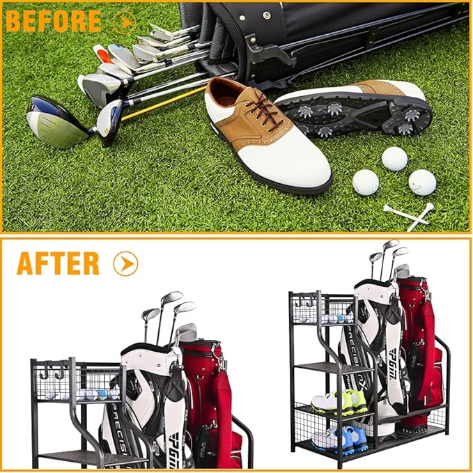 SNAIL Golf Bag Garage Storage Organizer Extra Large Size Golf Bag Rack Stand - Image 5