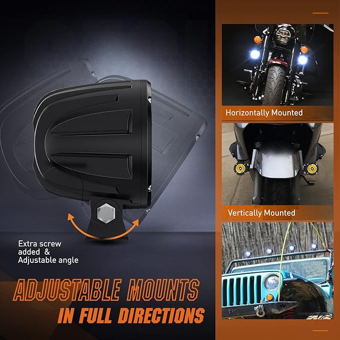 Nilight Motorcycle LED Pods 2 PCS 3 Inch Spot Round Offroad Fog Light 1065LM - Image 7