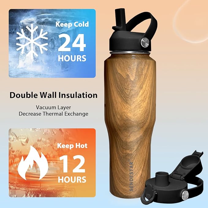 SENDESTAR 32oz Water Bottle Wide Mouth Stainless Steel Vacuum Insulated Double - Image 2