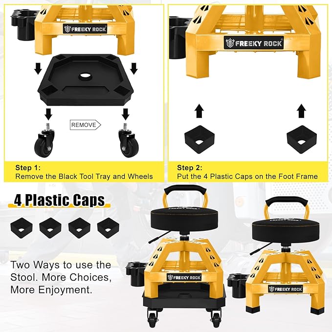 Rolling Shop Stool with Wheels, Heavy Duty Garage Work Mechanic Stool with - Image 9