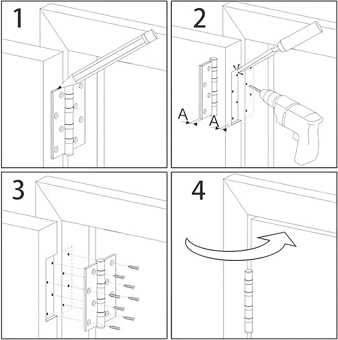 18 Pack Interior Satin Nickel Door Hinges Brushed 3.5 Inch x 1/2" Rounded 5/8 - Image 7