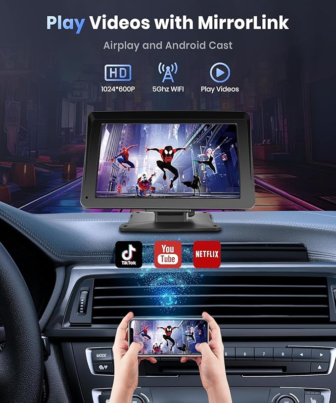 Podofo Portable Car Stereo Wireless Carplay Android Auto, 7 Inch Touch Screen - Image 5