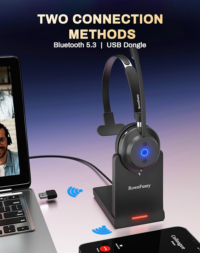 Wireless Headset with Mic for Work, Headset with Microphone for PC, Wireless - Image 2