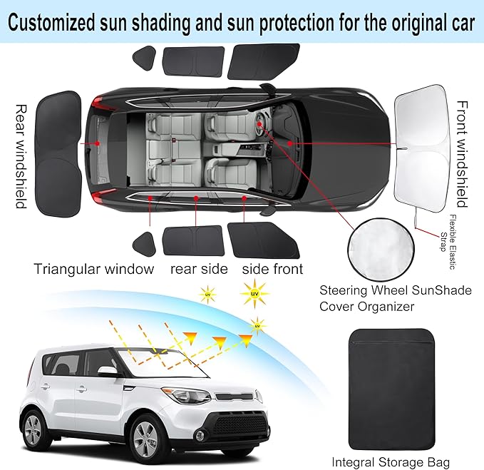 TINGLU Window Shades for Kia Soul 2014-2019 Accessorie Car Side Full Windows - Image 3
