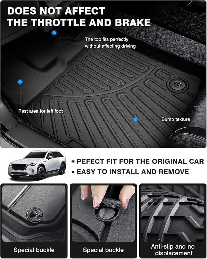 Powerty Floor Mats for 2024 2025 Mazda CX-90 CX90 PHEV Accessories Floor Liners - Image 5