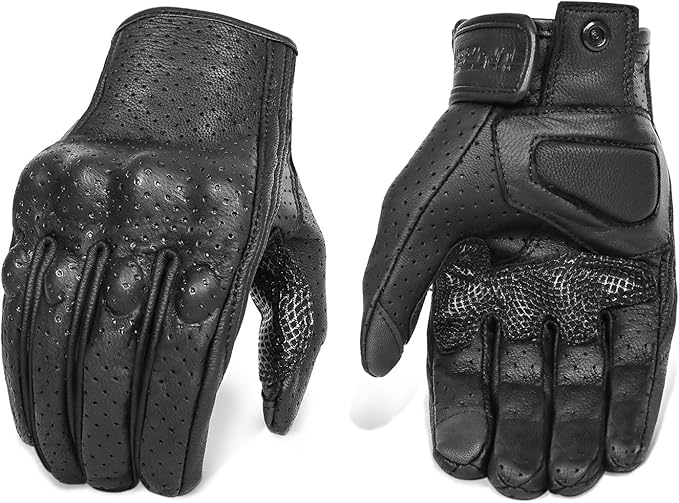 Updated Breathable Leather Motorcycle Gloves by KAIWENDE