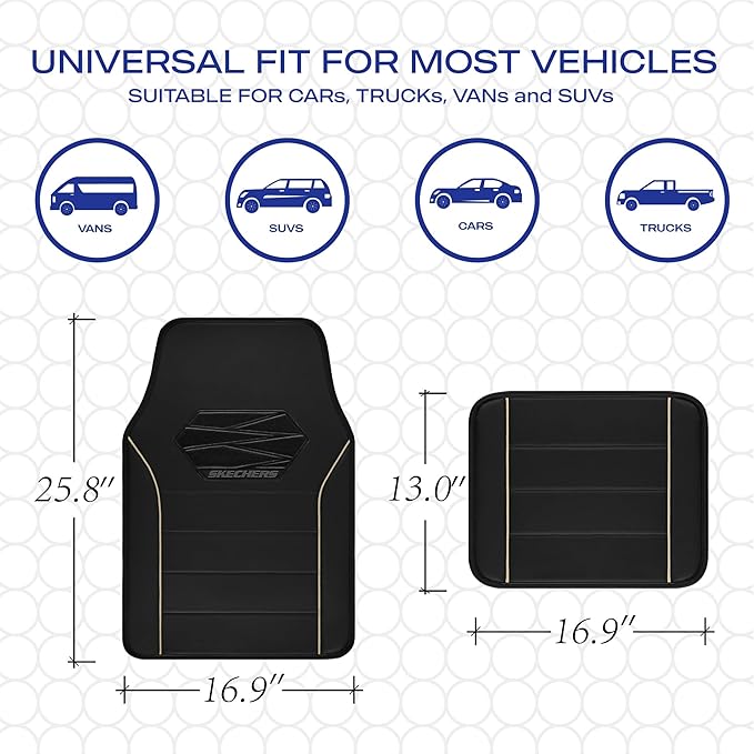 Skechers Memory Foam Car Mats, Leather Piping - Image 6
